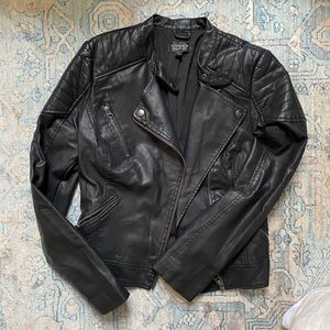 Topshop Black Faux Leather Jacket - Sz 4